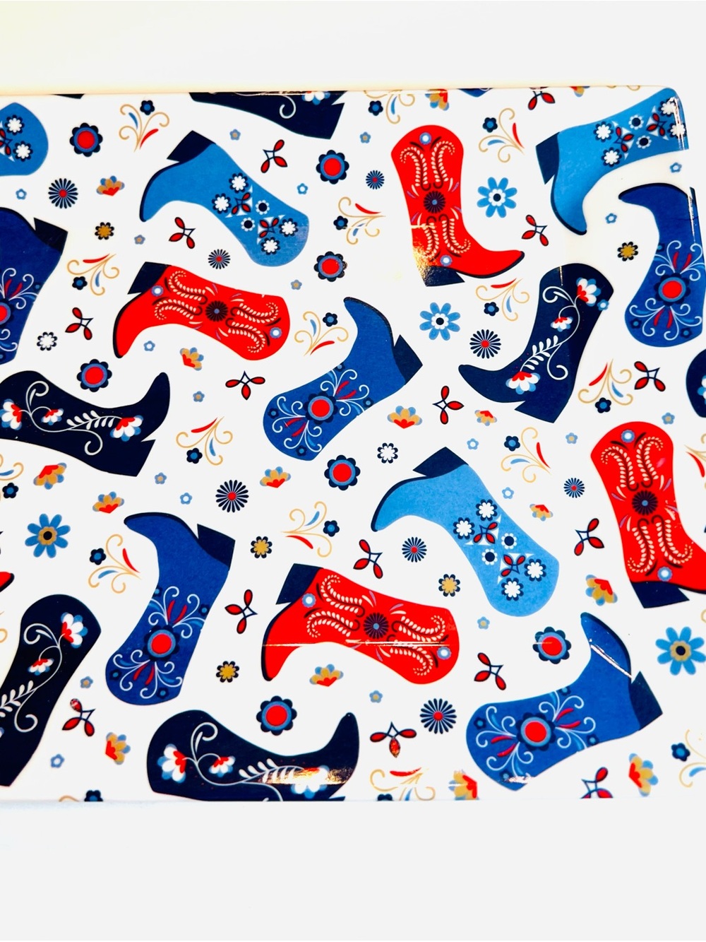 Patriotic Melamine Platter Red & Blue Western Cowgirl Cowboy Boots Americana - Picture 9 of 10
